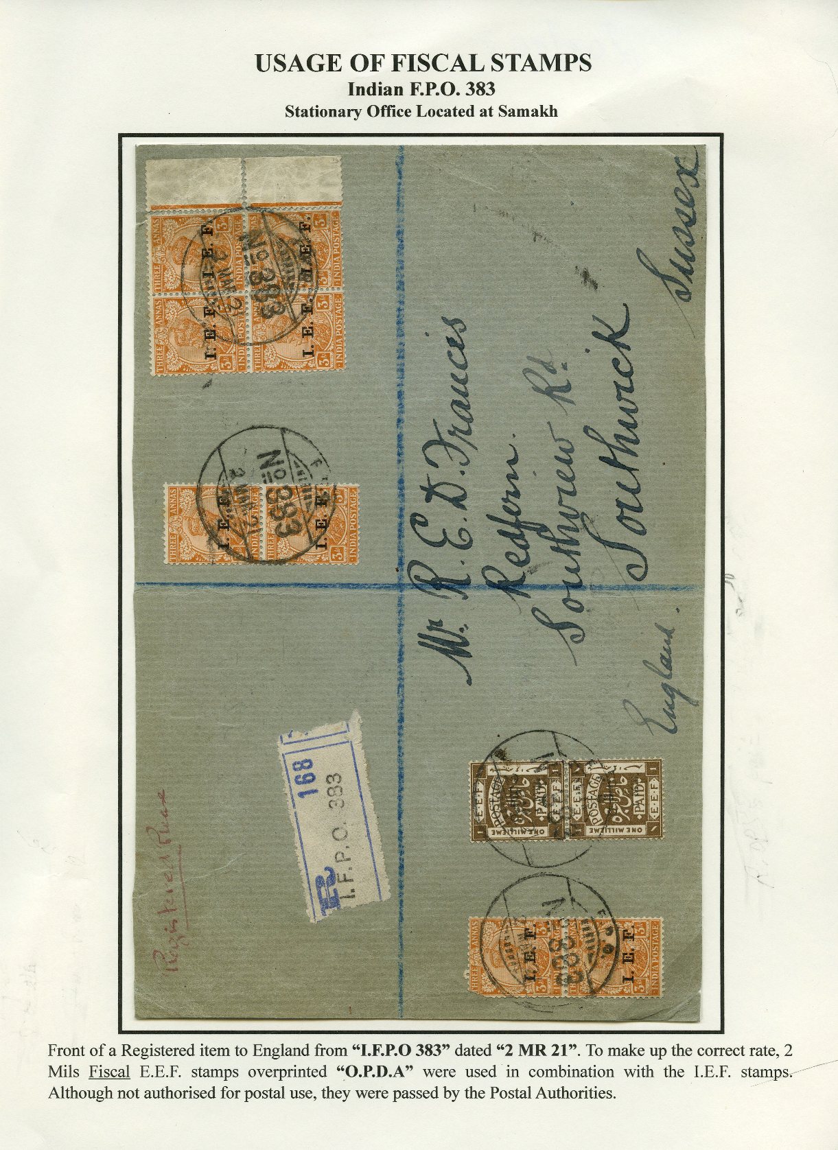 Lot 150 - PALESTINE POSTAL HISTORY  -  Tel Aviv Stamps Ltd. Auction #50